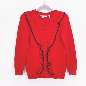 Draper James Anna Ruffle Cable Sweater